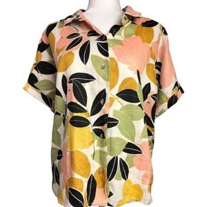 Rachel Zoe 100% linen button down shirt